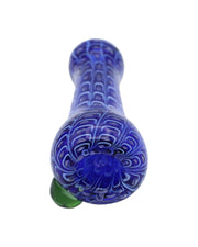 front view of heavy blue glass chillum