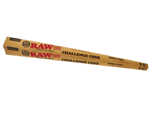 front side of raw challenge cone box