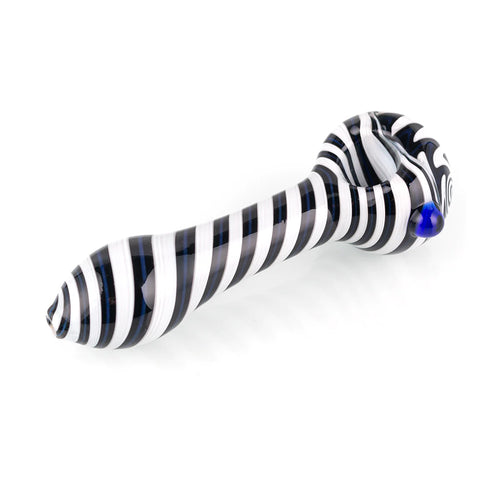 black,white and blue glass hand pipe