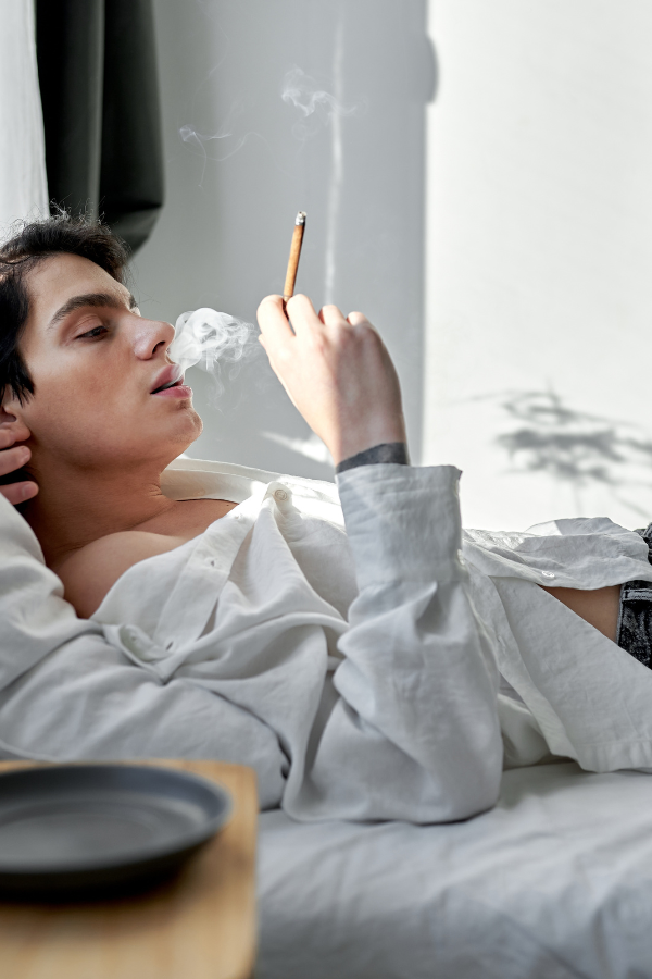 smoking weed in bed