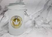 Satisfaction Guaranteed stash jar with hinged lid